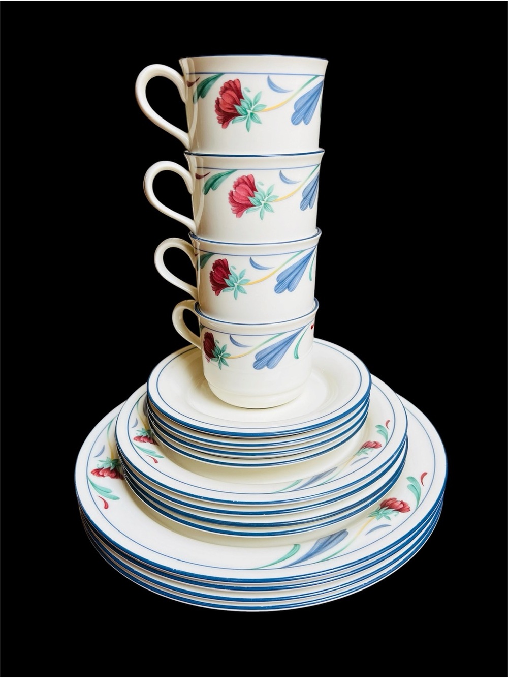16pc  Lenox “Poppies On Blue” Chinastone Set, Made In USA